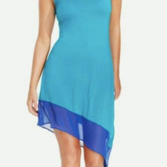 Calvin Klein Asymmetrical coverup turquoise M - Picture 4 of 6